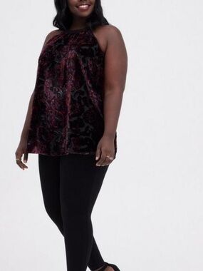 torrid Burgundy Velvet Burnout Halter Tank